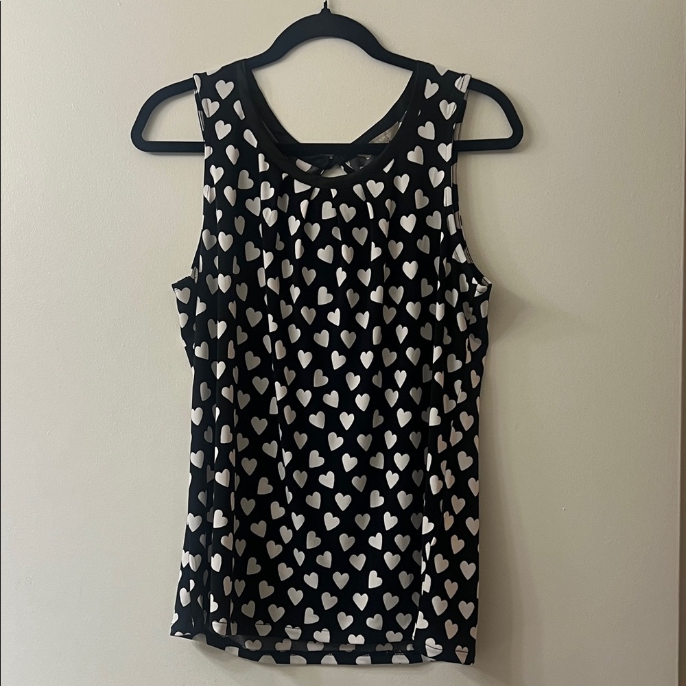 Banana Republic Factory Black Tank Top with White Heart Print